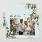 ユーカリ水彩感謝写真カード サンキューカード (正面/裏面)