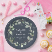 ユーカリ水彩植物性ブルー結婚ズ ペーパープレート (パーティー)