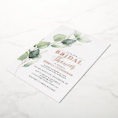 ユーカリ水彩画ブライダルシャワー金ゴールド 箔招待状 (回転した状態)