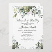 ユーカリ水彩画 ブランチとバブル 招待状 (正面/裏面)