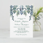ユーカリ水彩結婚式の招待 |緑 招待状 (スタンド正面)