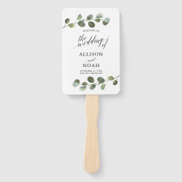 ユーカリ水彩結婚式モダンプログラム ハンドファン