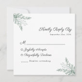 ユーカリ水彩結婚式RSVPカード (正面)