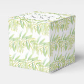 ユーカリ水彩緑色の白いリボンのお願い箱 フェイバーボックス (正面サイド)
