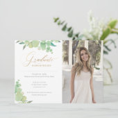 ユーカリ水彩緑色写真卒業 案内状 (スタンド正面)