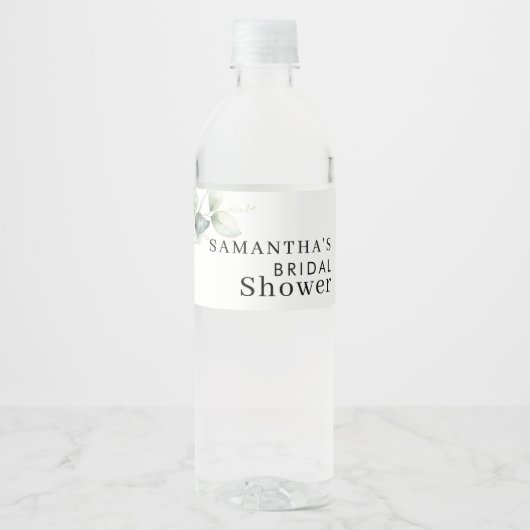 ユーカリ水彩色のブライズシャワー ペットボトルラベル (正面)