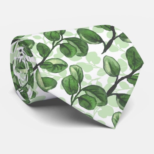 ユーカリ水彩葉 ネクタイ (ロール)