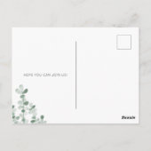 ユーカリ水彩赤ちゃんシャワー招待状 ポストカード (裏面)