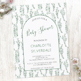 ユーカリ水彩赤ちゃんシャワー招待状 ポストカード