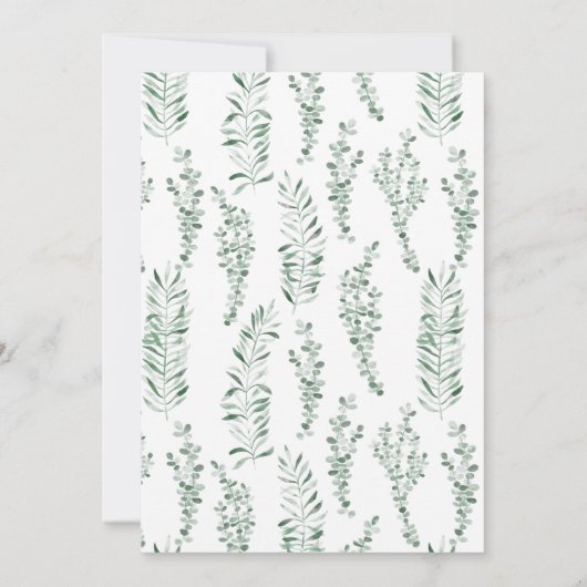 ユーカリ水彩赤ちゃんシャワー 招待状 (裏面)