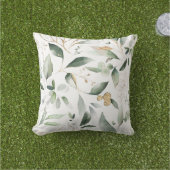 ユーカリ水彩金ゴールド葉屋外クッション アウトドアクッション (芝生)