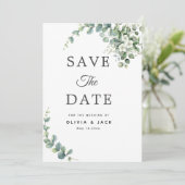 ユーカリ水彩 ラスティックグリーン ウェディング セーブザデート (スタンド正面)