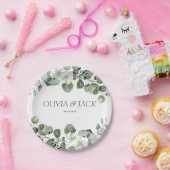 ユーカリ水彩 ラスティック グリーン ウェディング ペーパープレート (パーティー)