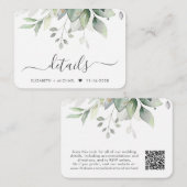 ユーカリ水彩QRコード結婚の詳細 エンクロージャーカード (正面/裏面)