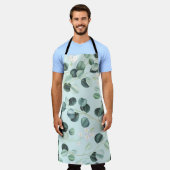 ユーカリ水疱：ターコイズ水彩模様。 エプロン (着用した状態)