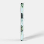 ユーカリ水疱:ターコイズ水彩模様。 iPhoneケース (右側面)