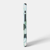 ユーカリ水疱:ターコイズ水彩模様。 iPhoneケース (左側面)