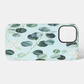 ユーカリ水疱:ターコイズ水彩模様。 iPhoneケース (裏面横)