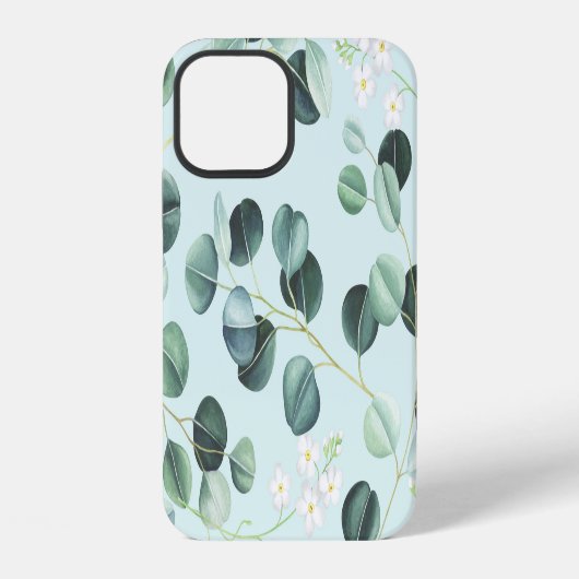 ユーカリ水疱:ターコイズ水彩模様。 iPhoneケース (裏面)