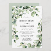 ユーカリ水結婚色お祝い 招待状 (正面/裏面)