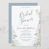 ユーカリ水結婚色ブライダルシャワー 招待状 (正面/裏面)