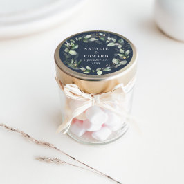 ユーカリ海軍ブルーボタニカルウェディングパーティーの装飾 ラウンドシール