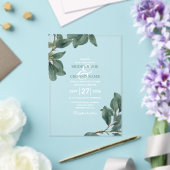 ユーカリ澄ん緑色透明結婚性 アクリル招待状 (インサイチュ (ウェディング))