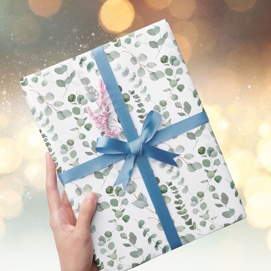 ユーカリ熱帯緑離れ色模様 ラッピングペーパー