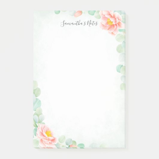 ユーカリ牡丹フローラピーチセージ水彩 ポストイット (正面)