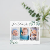 ユーカリ生誕アナウンスメントカード（写真付） ポストカード (スタンド正面)