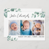 ユーカリ生誕アナウンスメントカード（写真付） ポストカード (正面/裏面)