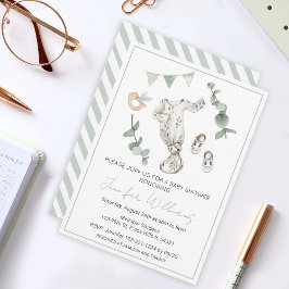 ユーカリ男女兼用スの赤ちゃんシャワー招待 招待状