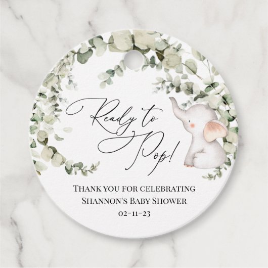 ユーカリ男女兼用パイゾウの赤ちゃんシャワー フェイバータグ (正面)