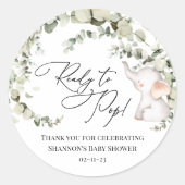 ユーカリ男女兼用パイゾウの赤ちゃんシャワー ラウンドシール (正面)