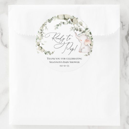 ユーカリ男女兼用パイゾウの赤ちゃんシャワー ラウンドシール (バッグ)