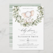 ユーカリ男女兼用パイゾウの赤ちゃんシャワー 招待状 (正面/裏面)