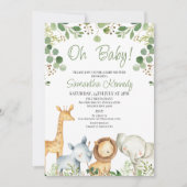ユーカリ男女兼用プキュートなサファリベイビーシャワー 招待状 (正面)