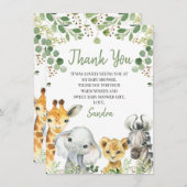 ユーカリ男女兼用プサファリ赤ちゃんシャワーカード 招待状 (正面/裏面)