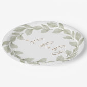 ユーカリ男女兼用プスリーフベイビーシャワー ペーパープレート (アングル)