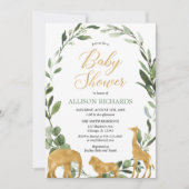 ユーカリ男女兼用·グリーン·金ゴールド·サファリ 招待状 (正面)