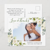 ユーカリ白いバラ結婚スの写真ありがとう ポストカード (正面/裏面)