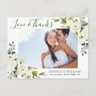 ユーカリ白いバラ結婚スの写真ありがとう ポストカード