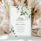 ユーカリ白い花のベビーイン開花シャワー 招待状