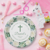 ユーカリ白い花の洗礼 ペーパープレート (パーティー)