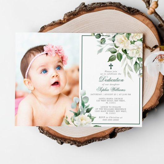 ユーカリ白い花フォトガール献身 招待状