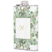 ユーカリ白パーソナライズされた金ゴールドステンレス フラスク (左)