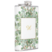 ユーカリ白パーソナライズされた金ゴールドステンレス フラスク (右)