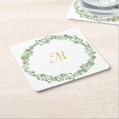 ユーカリ白方形紙2コースター スクエアペーパーコースター (アングル)