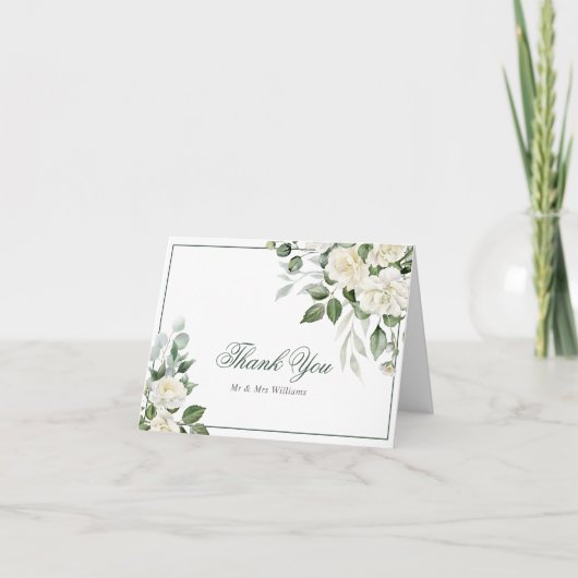 ユーカリ白結婚花サンキューカード サンキューカード (正面)