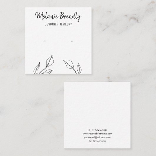 ユーカリ白黒ジュエリーイヤリングディスプレイ スクエア名刺 (正面/裏面)